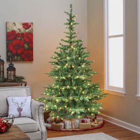 7ft Pre-Lit Christmas Tree with 400 Warm White LED Lights, 941 PE+PVC Tips, Realistic Layered Look