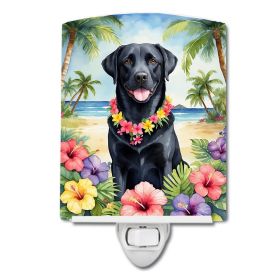 NEW Black Labrador Retriever Luau Ceramic Night Light Compact, UL-Certified, Ideal for Bedroom, Bathroom, Nursery, Hallway, Kitchen, 6x4x3, Multi
