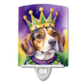 NEW Beagle King of Mardi Gras Ceramic Night Light Compact, UL-Certified, Ideal for Bedroom, Bathroom, Nursery, Hallway, Kitchen, 6x4x3, Multicolo