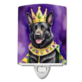 NEW Black German Shepherd King of Mardi Gras Ceramic Night Light Compact, UL-Certified, Ideal for Bedroom, Bathroom, Nursery, Hallway, Kitchen, 6