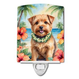 NEW Norfolk Terrier Luau Ceramic Night Light Compact, UL-Certified, Ideal for Bedroom, Bathroom, Nursery, Hallway, Kitchen, 6x4x3, Multicolor