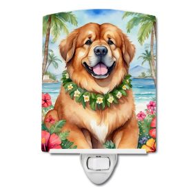 NEW Tibetan Mastiff Luau Ceramic Night Light Compact, UL-Certified, Ideal for Bedroom, Bathroom, Nursery, Hallway, Kitchen, 6x4x3, Multicolor