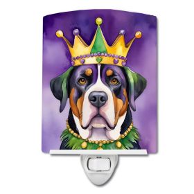 NEW Greater Swiss Mountain Dog King of Mardi Gras Ceramic Night Light Compact, UL-Certified, Ideal for Bedroom, Bathroom, Nursery, Hallway, Kitch