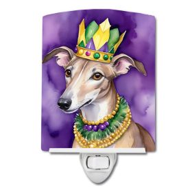 NEW Greyhound King of Mardi Gras Ceramic Night Light Compact, UL-Certified, Ideal for Bedroom, Bathroom, Nursery, Hallway, Kitchen, 6x4x3, Multic