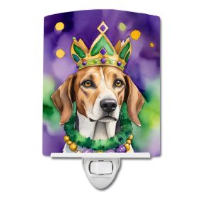 NEW American Foxhound King of Mardi Gras Ceramic Night Light Compact, UL-Certified, Ideal for Bedroom, Bathroom, Nursery, Hallway, Kitchen, 6x4x3