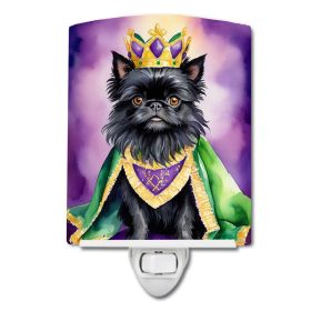 NEW Affenpinscher King of Mardi Gras Ceramic Night Light Compact, UL-Certified, Ideal for Bedroom, Bathroom, Nursery, Hallway, Kitchen, 6x4x3