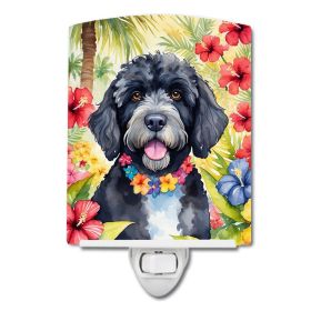 NEW Portuguese Water Dog Luau Ceramic Night Light Compact, UL-Certified, Ideal for Bedroom, Bathroom, Nursery, Hallway, Kitchen, 6x4x3, Multicolo