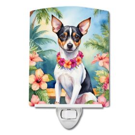 NEW Rat Terrier Luau Ceramic Night Light Compact, UL-Certified, Ideal for Bedroom, Bathroom, Nursery, Hallway, Kitchen, 6x4x3, Multicolor