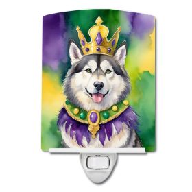 NEW Alaskan Malamute King of Mardi Gras Ceramic Night Light Compact, UL-Certified, Ideal for Bedroom, Bathroom, Nursery, Hallway, Kitchen, 6x4x3