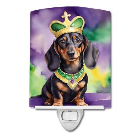 NEW Dachshund King of Mardi Gras Ceramic Night Light Compact, UL-Certified, Ideal for Bedroom, Bathroom, Nursery, Hallway, Kitchen, 6x4x3, Multic