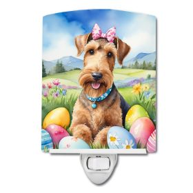 NEW Airedale Terrier Easter Egg Hunt Ceramic Night Light Compact, UL-Certified, Ideal for Bedroom, Bathroom, Nursery, Hallway, Kitchen, 6x4x3