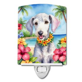 NEW Bedlington Terrier Luau Ceramic Night Light Compact, UL-Certified, Ideal for Bedroom, Bathroom, Nursery, Hallway, Kitchen, 6x4x3, Multicolor