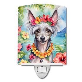 NEW Chinese Crested Luau Ceramic Night Light Compact, UL-Certified, Ideal for Bedroom, Bathroom, Nursery, Hallway, Kitchen, 6x4x3, Multicolor