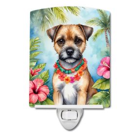 NEW Border Terrier Luau Ceramic Night Light Compact, UL-Certified, Ideal for Bedroom, Bathroom, Nursery, Hallway, Kitchen, 6x4x3, Multicolor