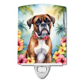 NEW Boxer Luau Ceramic Night Light Compact, UL-Certified, Ideal for Bedroom, Bathroom, Nursery, Hallway, Kitchen, 6x4x3, Multicolor