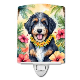NEW Bernedoodle Luau Ceramic Night Light Compact, UL-Certified, Ideal for Bedroom, Bathroom, Nursery, Hallway, Kitchen, 6x4x3, Multicolor