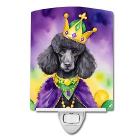 NEW Black Poodle King of Mardi Gras Ceramic Night Light Compact, UL-Certified, Ideal for Bedroom, Bathroom, Nursery, Hallway, Kitchen, 6x4x3