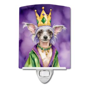NEW Chinese Crested King of Mardi Gras Ceramic Night Light Compact, UL-Certified, Ideal for Bedroom, Bathroom, Nursery, Hallway, Kitchen, 6x4x3