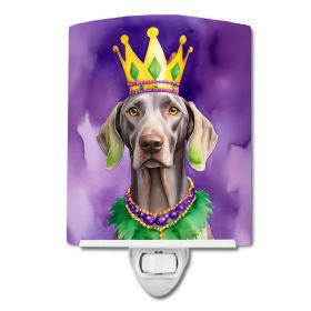 NEW Weimaraner King of Mardi Gras Ceramic Night Light Compact, UL-Certified, Ideal for Bedroom, Bathroom, Nursery, Hallway, Kitchen, 6x4x3, Multi