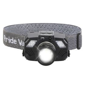 1Pc Motion Sensor LED Headlamp Zoomable Headlamp Flashlight Waterproof Outdoor Emergency Headlight With 3 Lighting Modes (Option: Black)