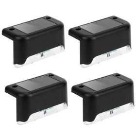 4Pcs Solar Powered LED Step Lights Outdoor Water-Resistant Dusk To Dawn Sensor Fence Lamps For Stairs Yard Railing (Option: 4pcs)