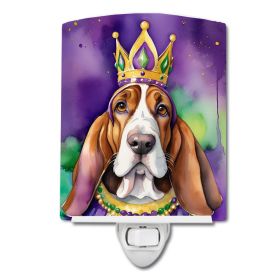 NEW Basset Hound King of Mardi Gras Ceramic Night Light Compact, UL-Certified, Ideal for Bedroom, Bathroom, Nursery, Hallway, Kitchen, 6x4x3 (Default: Default)