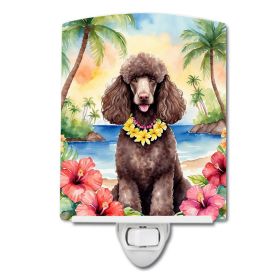 NEW Chocolate Poodle Luau Ceramic Night Light Compact, UL-Certified, Ideal for Bedroom, Bathroom, Nursery, Hallway, Kitchen, 6x4x3, Multicolor (Default: Default)