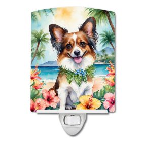 NEW Papillon Luau Ceramic Night Light Compact, UL-Certified, Ideal for Bedroom, Bathroom, Nursery, Hallway, Kitchen, 6x4x3, Multicolor (Default: Default)