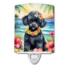 NEW Black Poodle Luau Ceramic Night Light Compact, UL-Certified, Ideal for Bedroom, Bathroom, Nursery, Hallway, Kitchen, 6x4x3, Multicolor (Default: Default)