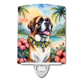 NEW Saint Bernard Luau Ceramic Night Light Compact, UL-Certified, Ideal for Bedroom, Bathroom, Nursery, Hallway, Kitchen, 6x4x3, Multicolor (Default: Default)