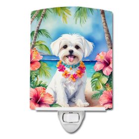NEW Maltese Luau Ceramic Night Light Compact, UL-Certified, Ideal for Bedroom, Bathroom, Nursery, Hallway, Kitchen, 6x4x3, Multicolor (Default: Default)