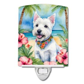 NEW Westie Luau Ceramic Night Light Compact, UL-Certified, Ideal for Bedroom, Bathroom, Nursery, Hallway, Kitchen, 6x4x3, Multicolor (Default: Default)