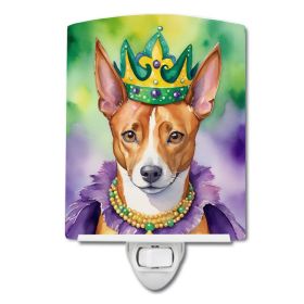 NEW Basenji King of Mardi Gras Ceramic Night Light Compact, UL-Certified, Ideal for Bedroom, Bathroom, Nursery, Hallway, Kitchen, 6x4x3, Multicol (Default: Default)