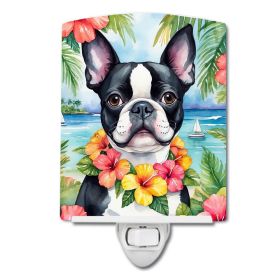 NEW Boston Terrier Luau Ceramic Night Light Compact, UL-Certified, Ideal for Bedroom, Bathroom, Nursery, Hallway, Kitchen, 6x4x3, Multicolor (Default: Default)