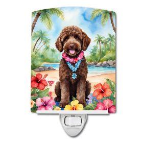 NEW Labradoodle Luau Ceramic Night Light Compact, UL-Certified, Ideal for Bedroom, Bathroom, Nursery, Hallway, Kitchen, 6x4x3, Multicolor (Default: Default)