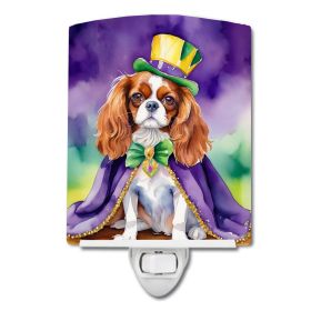 NEW Cavalier Spaniel King of Mardi Gras Ceramic Night Light Compact, UL-Certified, Ideal for Bedroom, Bathroom, Nursery, Hallway, Kitchen, 6x4x3 (Default: Default)